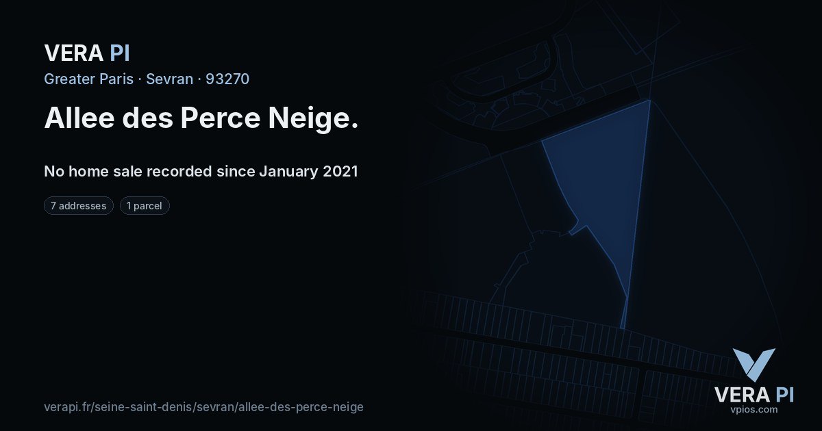 Allee des Perce Neige, Sevran at night – every parcel coloured by the prices around it, the street's own parcels lit