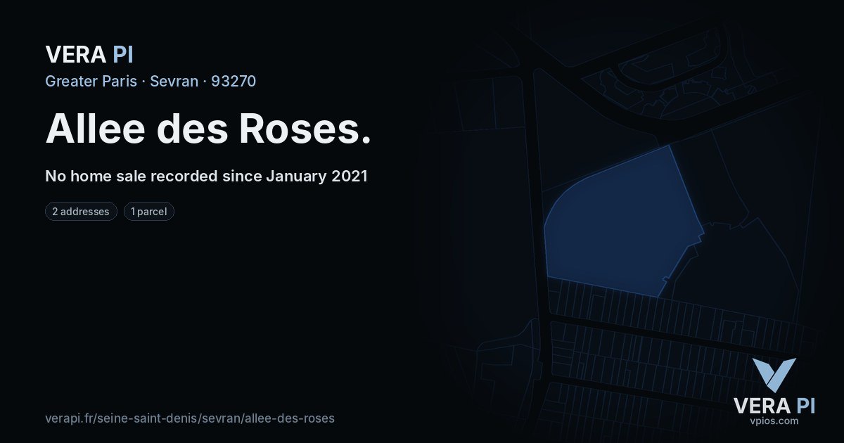 Allee des Roses, Sevran at night – every parcel coloured by the prices around it, the street's own parcels lit