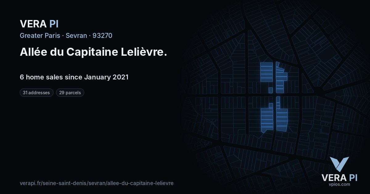 Allée du Capitaine Lelièvre, Sevran at night – every parcel coloured by the prices around it, the street's own parcels lit
