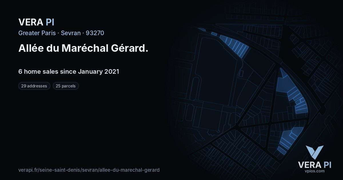 Allée du Maréchal Gérard, Sevran at night – every parcel coloured by the prices around it, the street's own parcels lit