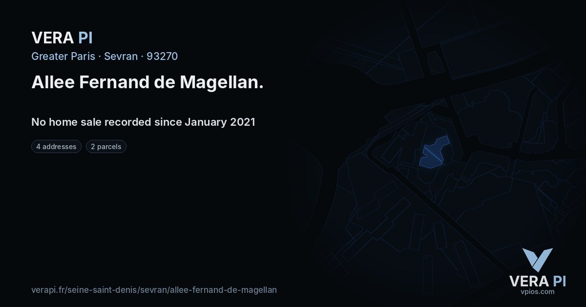 Allee Fernand de Magellan, Sevran at night – every parcel coloured by the prices around it, the street's own parcels lit