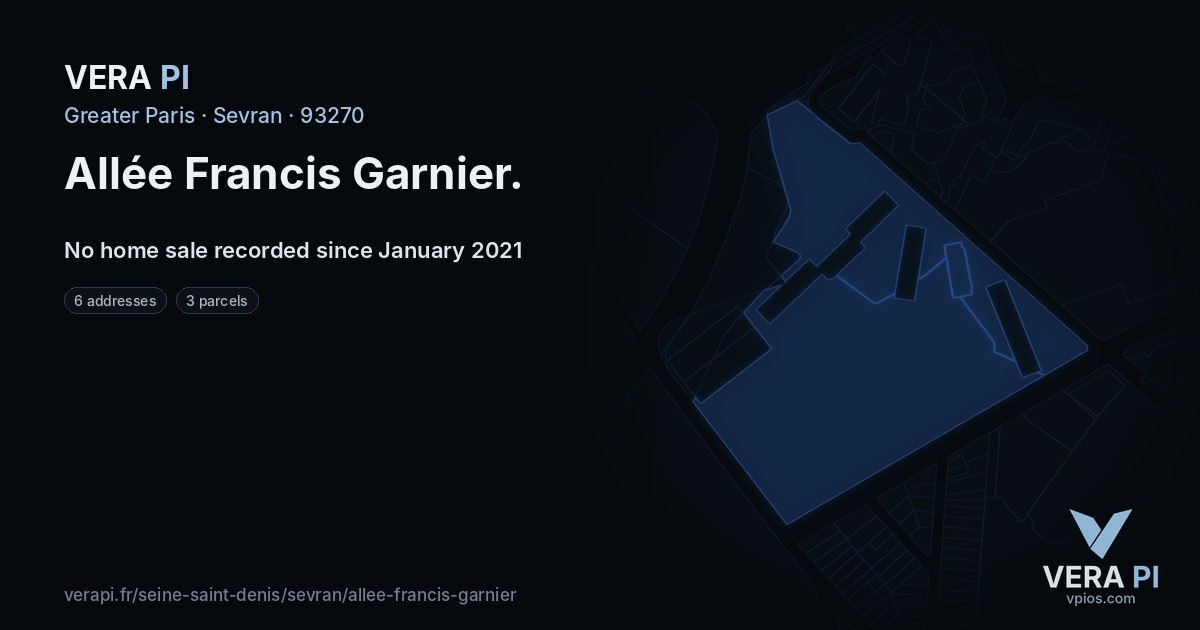 Allée Francis Garnier, Sevran at night – every parcel coloured by the prices around it, the street's own parcels lit