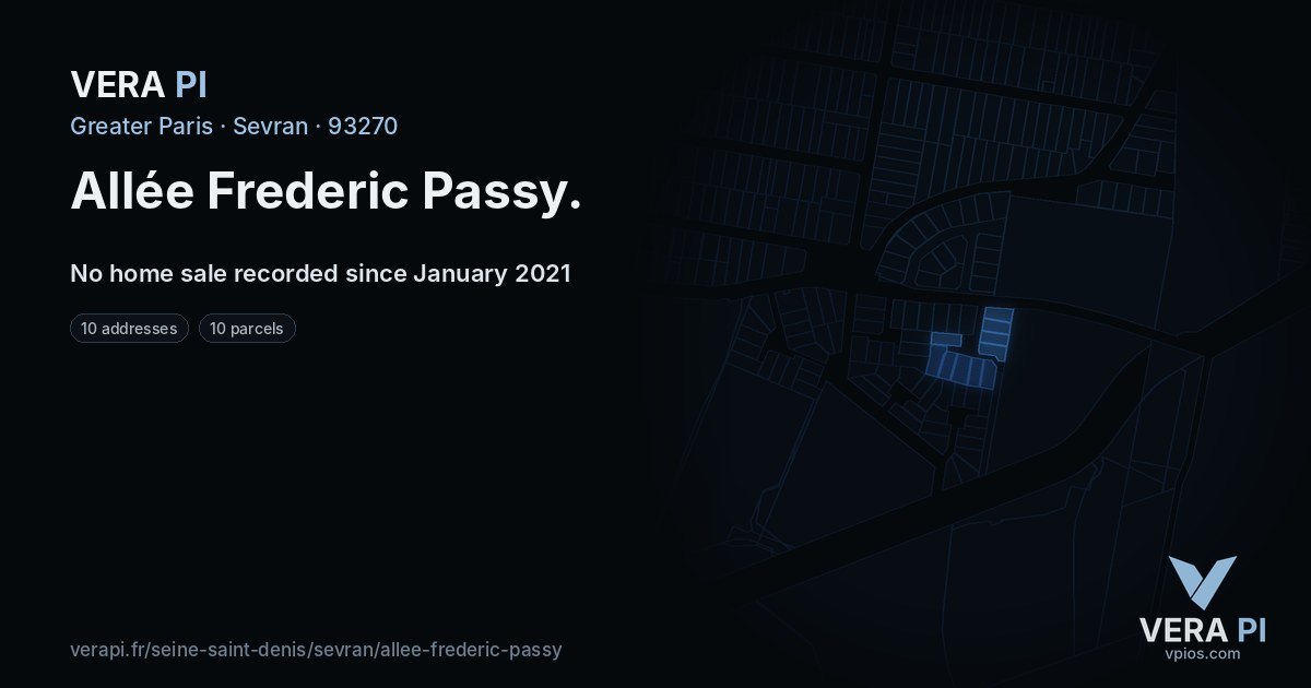 Allée Frederic Passy, Sevran at night – every parcel coloured by the prices around it, the street's own parcels lit
