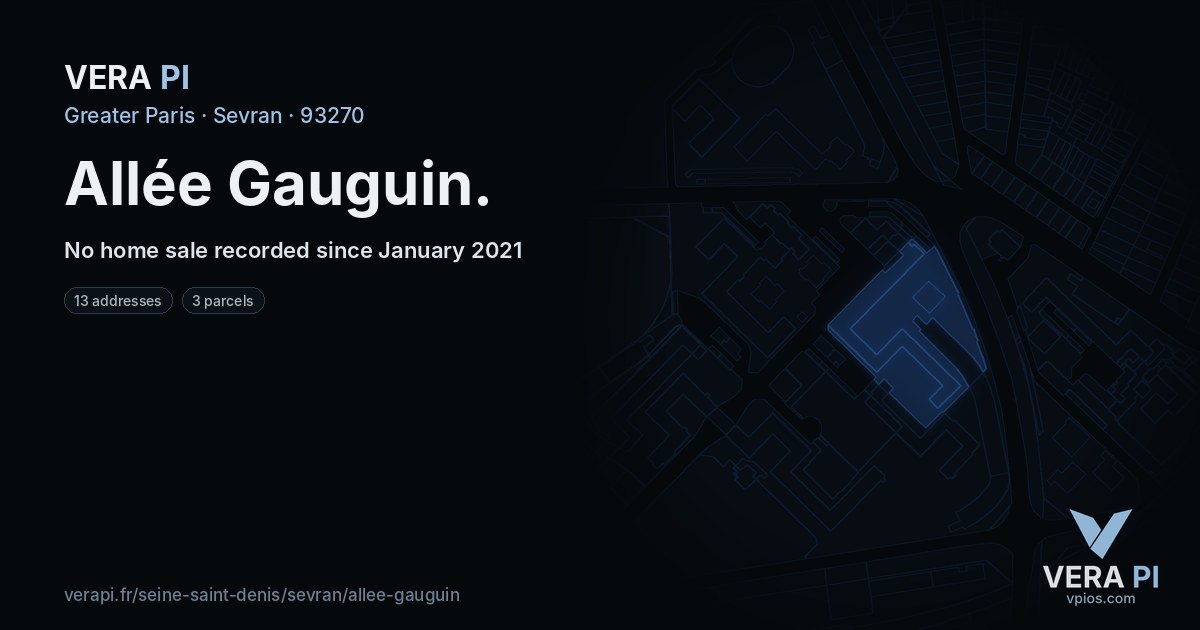 Allée Gauguin, Sevran at night – every parcel coloured by the prices around it, the street's own parcels lit