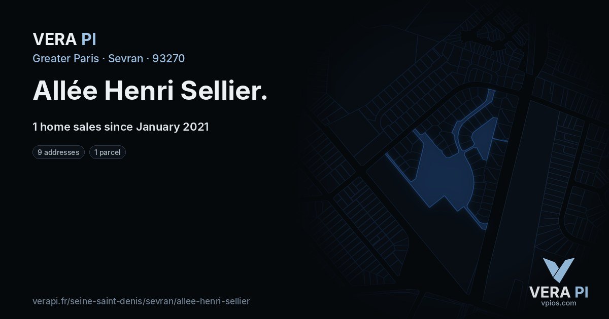 Allée Henri Sellier, Sevran at night – every parcel coloured by the prices around it, the street's own parcels lit