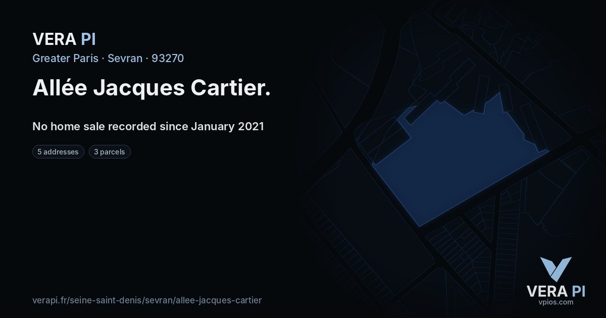 Allée Jacques Cartier, Sevran at night – every parcel coloured by the prices around it, the street's own parcels lit