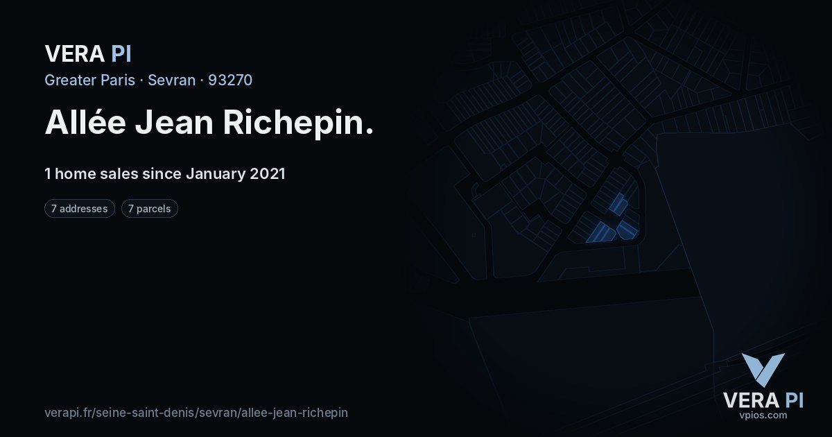 Allée Jean Richepin, Sevran at night – every parcel coloured by the prices around it, the street's own parcels lit