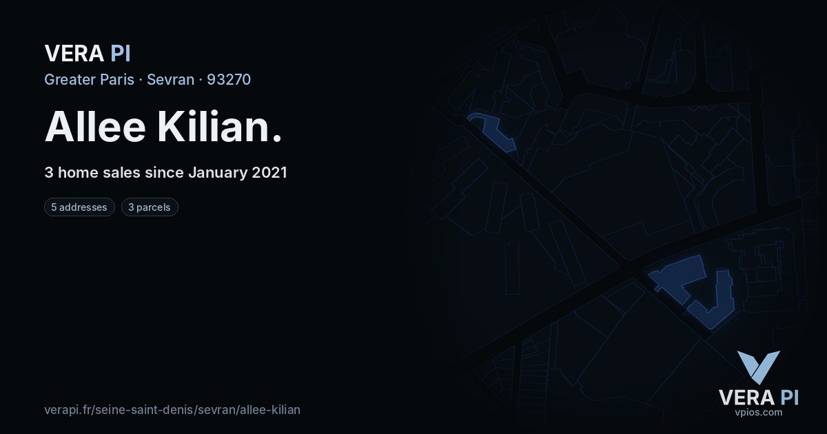 Allee Kilian, Sevran at night – every parcel coloured by the prices around it, the street's own parcels lit