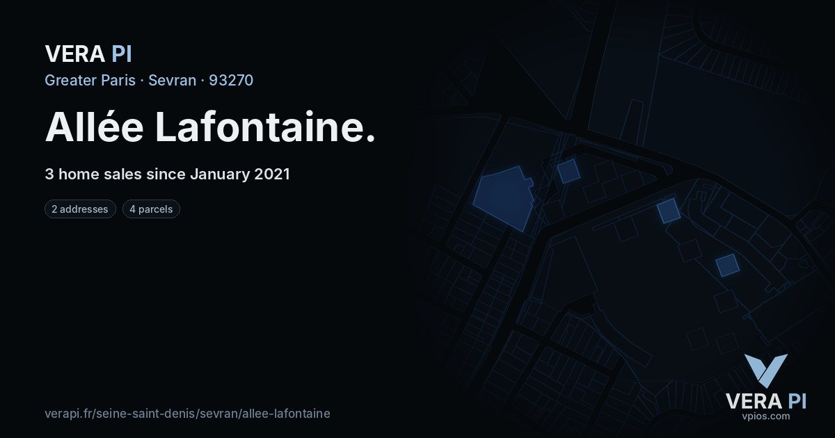 Allée Lafontaine, Sevran at night – every parcel coloured by the prices around it, the street's own parcels lit
