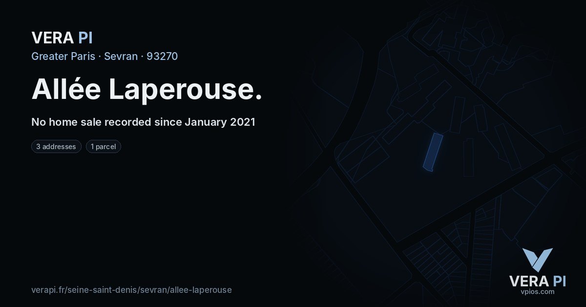 Allée Laperouse, Sevran at night – every parcel coloured by the prices around it, the street's own parcels lit