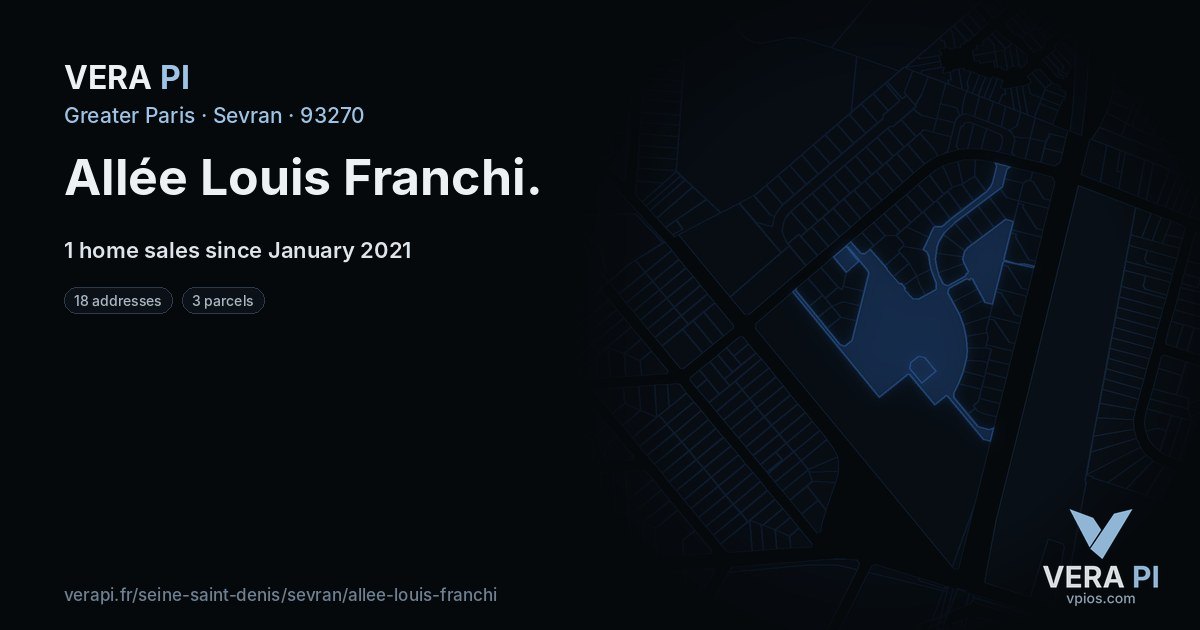 Allée Louis Franchi, Sevran at night – every parcel coloured by the prices around it, the street's own parcels lit