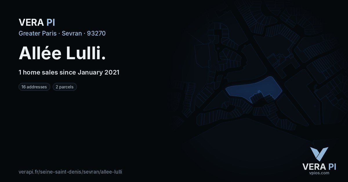 Allée Lulli, Sevran at night – every parcel coloured by the prices around it, the street's own parcels lit