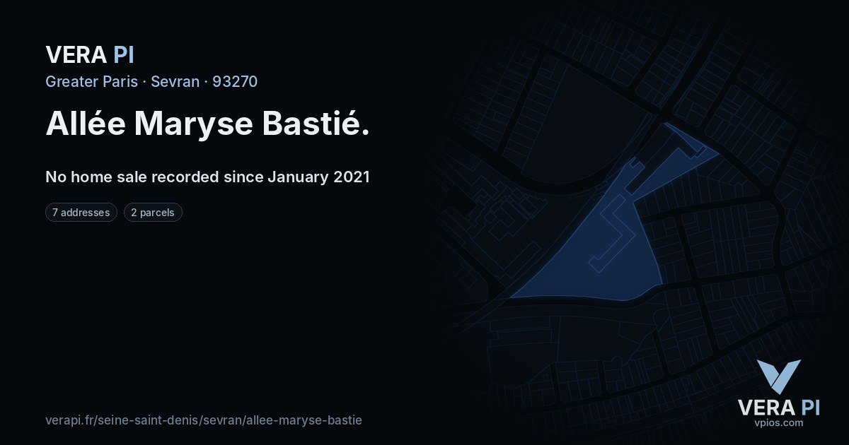 Allée Maryse Bastié, Sevran at night – every parcel coloured by the prices around it, the street's own parcels lit