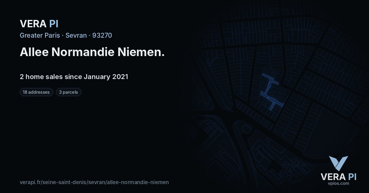 Allee Normandie Niemen, Sevran at night – every parcel coloured by the prices around it, the street's own parcels lit
