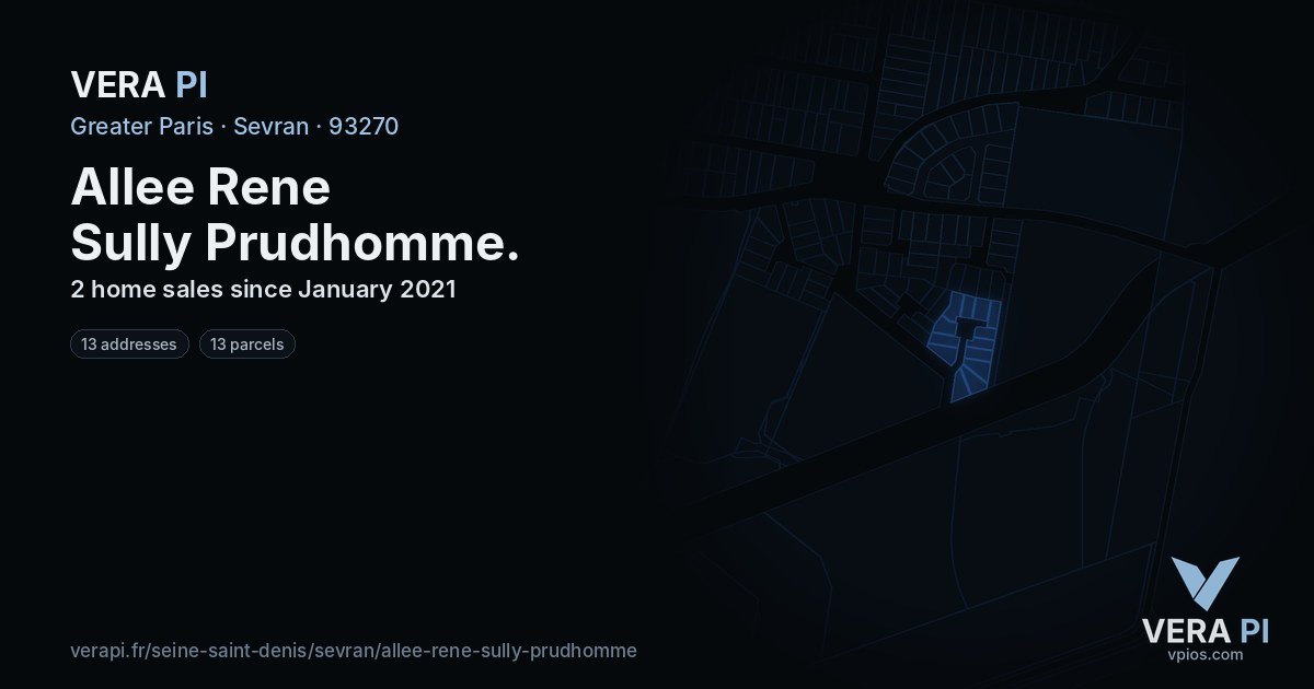 Allee Rene Sully Prudhomme, Sevran at night – every parcel coloured by the prices around it, the street's own parcels lit