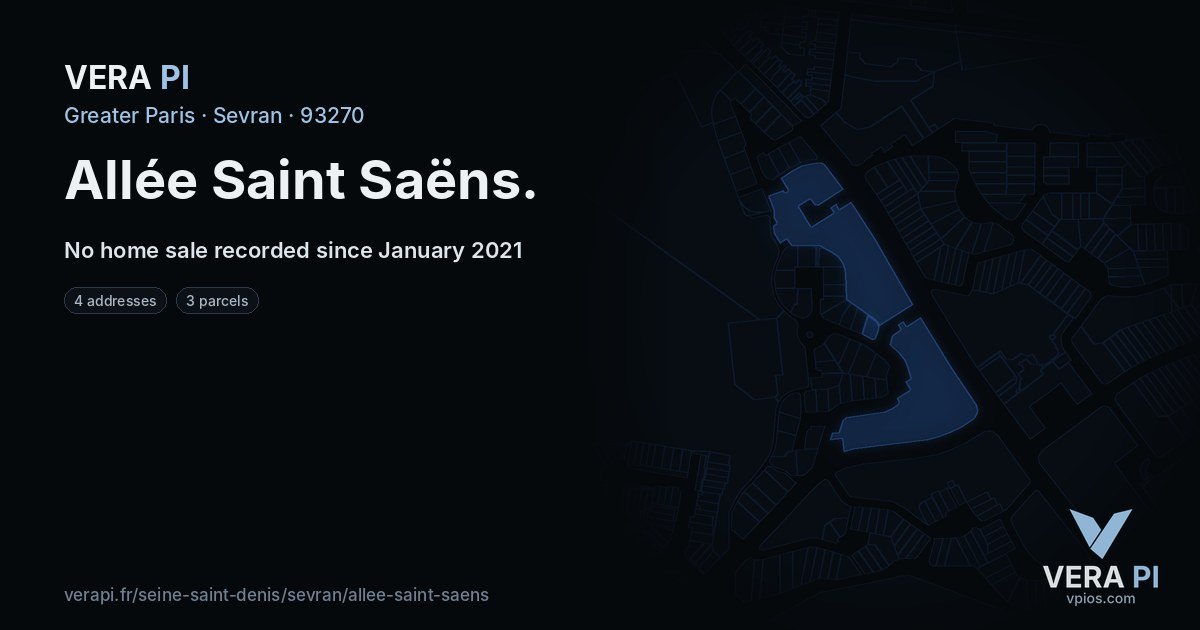 Allée Saint Saëns, Sevran at night – every parcel coloured by the prices around it, the street's own parcels lit
