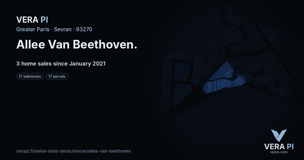Allee Van Beethoven, Sevran at night – every parcel coloured by the prices around it, the street's own parcels lit