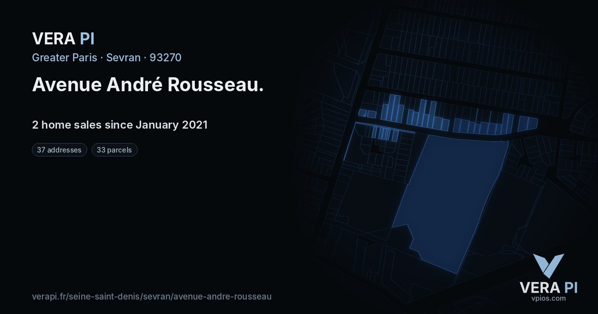 Avenue André Rousseau, Sevran at night – every parcel coloured by the prices around it, the street's own parcels lit