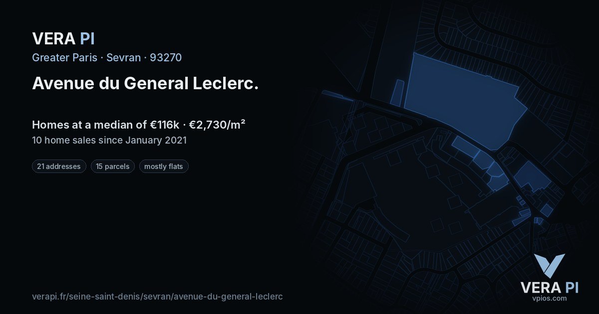 Avenue du General Leclerc, Sevran at night – every parcel coloured by the prices around it, the street's own parcels lit