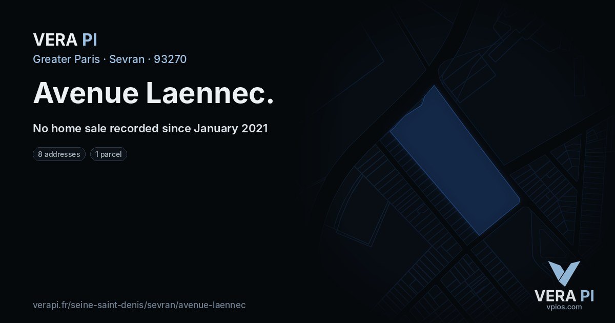 Avenue Laennec, Sevran at night – every parcel coloured by the prices around it, the street's own parcels lit