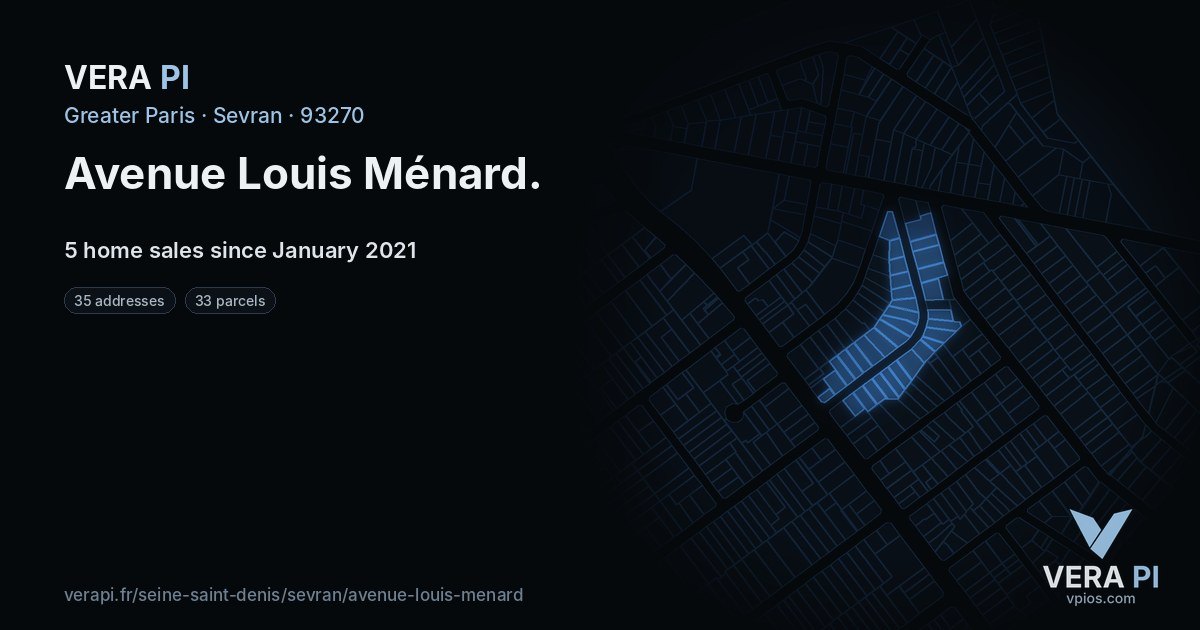Avenue Louis Ménard, Sevran at night – every parcel coloured by the prices around it, the street's own parcels lit