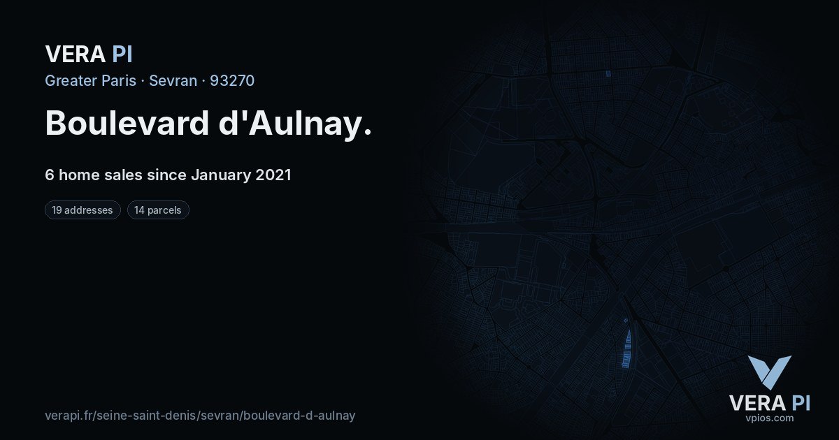 Boulevard d'Aulnay, Sevran at night – every parcel coloured by the prices around it, the street's own parcels lit