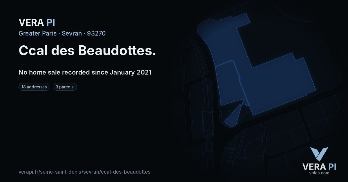 Ccal des Beaudottes, Sevran at night – every parcel coloured by the prices around it, the street's own parcels lit