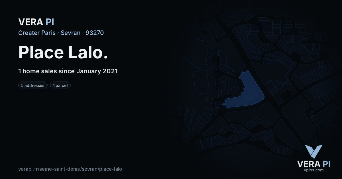 Place Lalo, Sevran at night – every parcel coloured by the prices around it, the street's own parcels lit