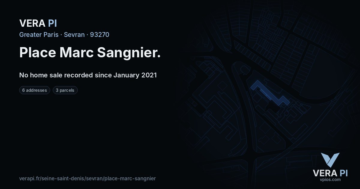 Place Marc Sangnier, Sevran at night – every parcel coloured by the prices around it, the street's own parcels lit