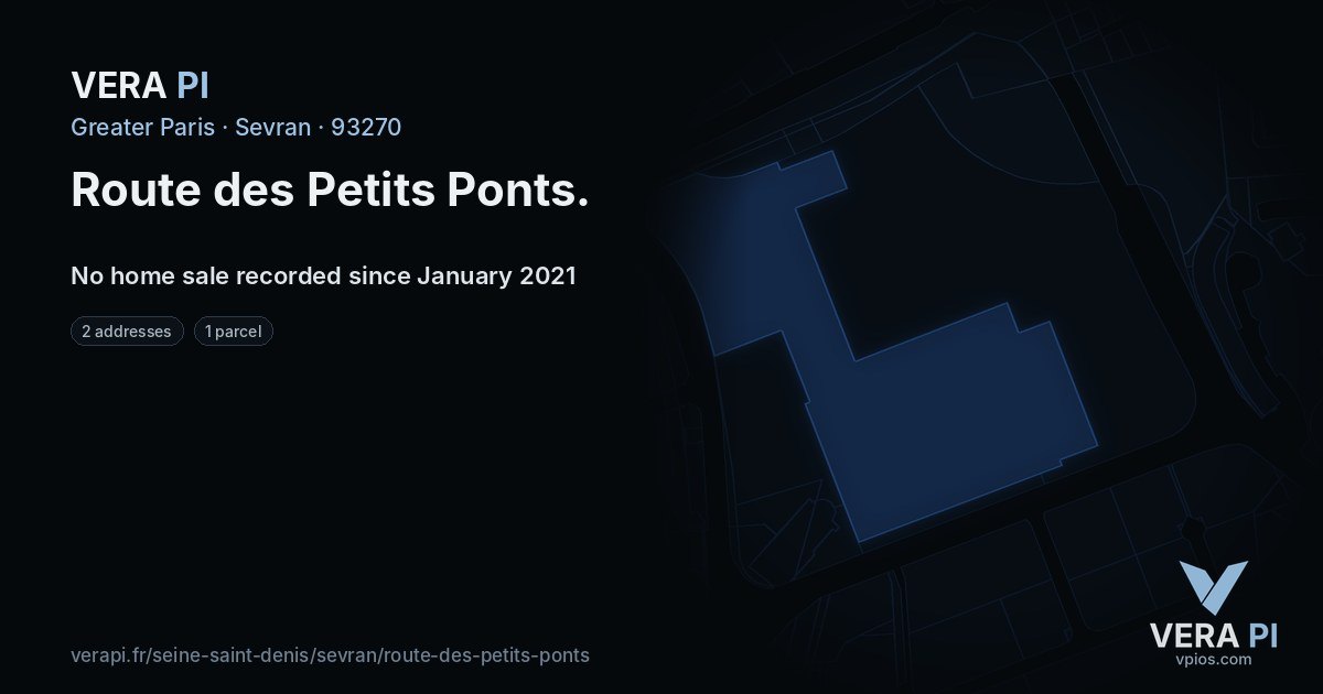 Route des Petits Ponts, Sevran at night – every parcel coloured by the prices around it, the street's own parcels lit