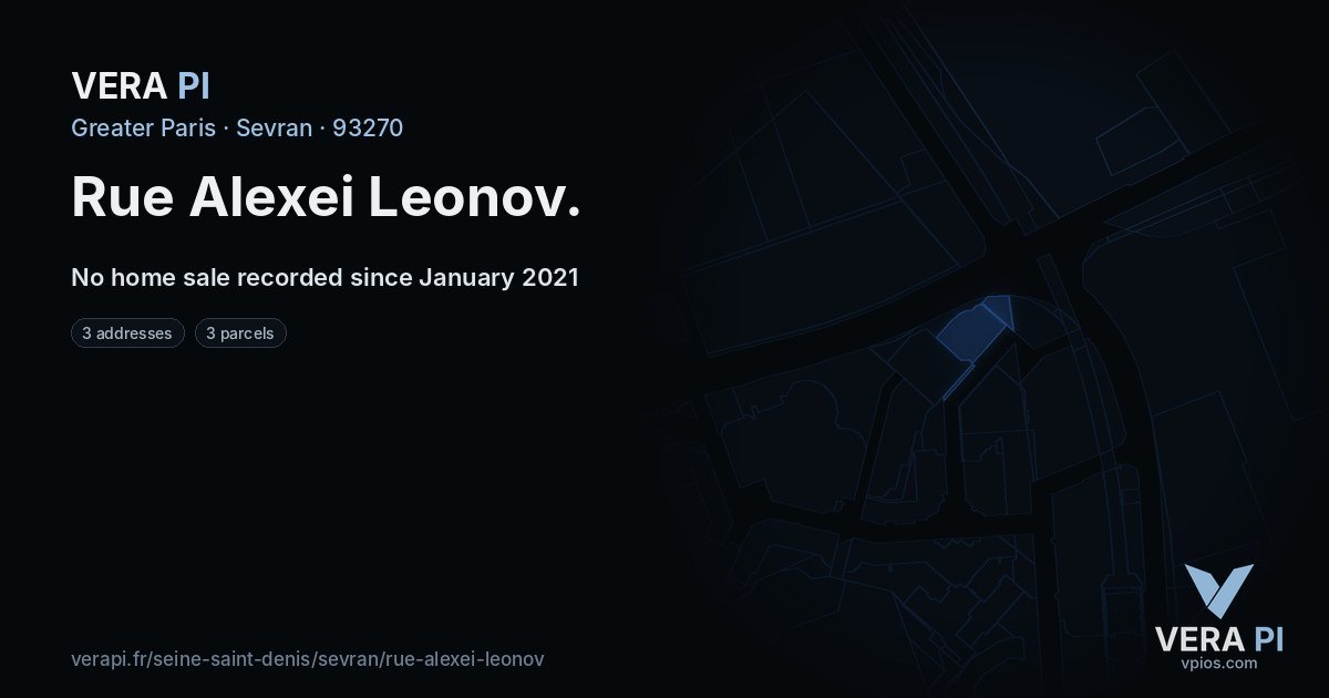 Rue Alexei Leonov, Sevran at night – every parcel coloured by the prices around it, the street's own parcels lit