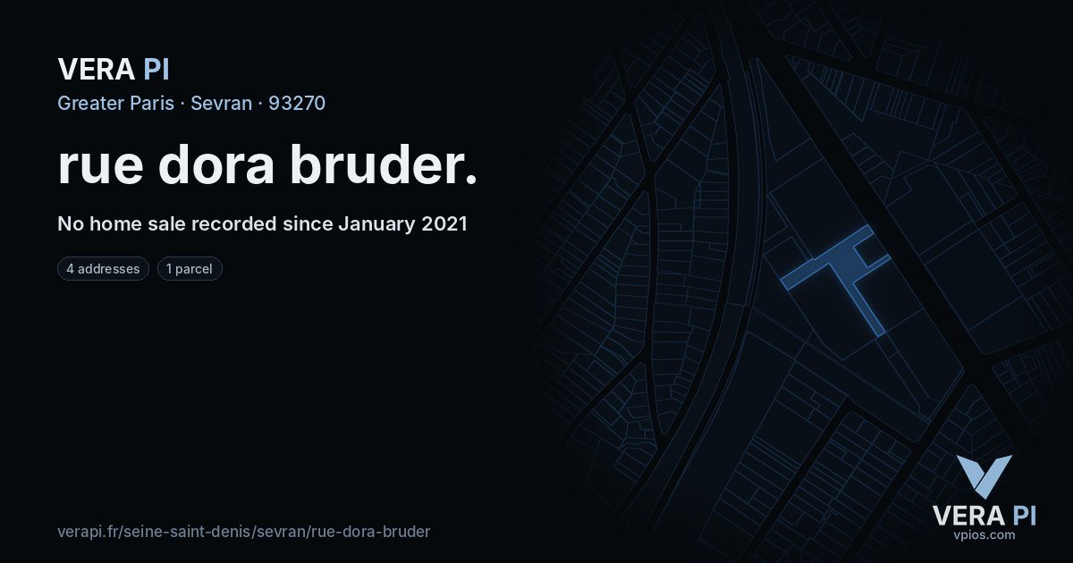 rue dora bruder, Sevran at night – every parcel coloured by the prices around it, the street's own parcels lit