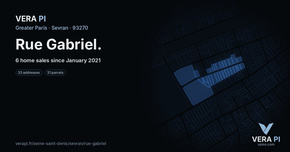 Rue Gabriel, Sevran at night – every parcel coloured by the prices around it, the street's own parcels lit