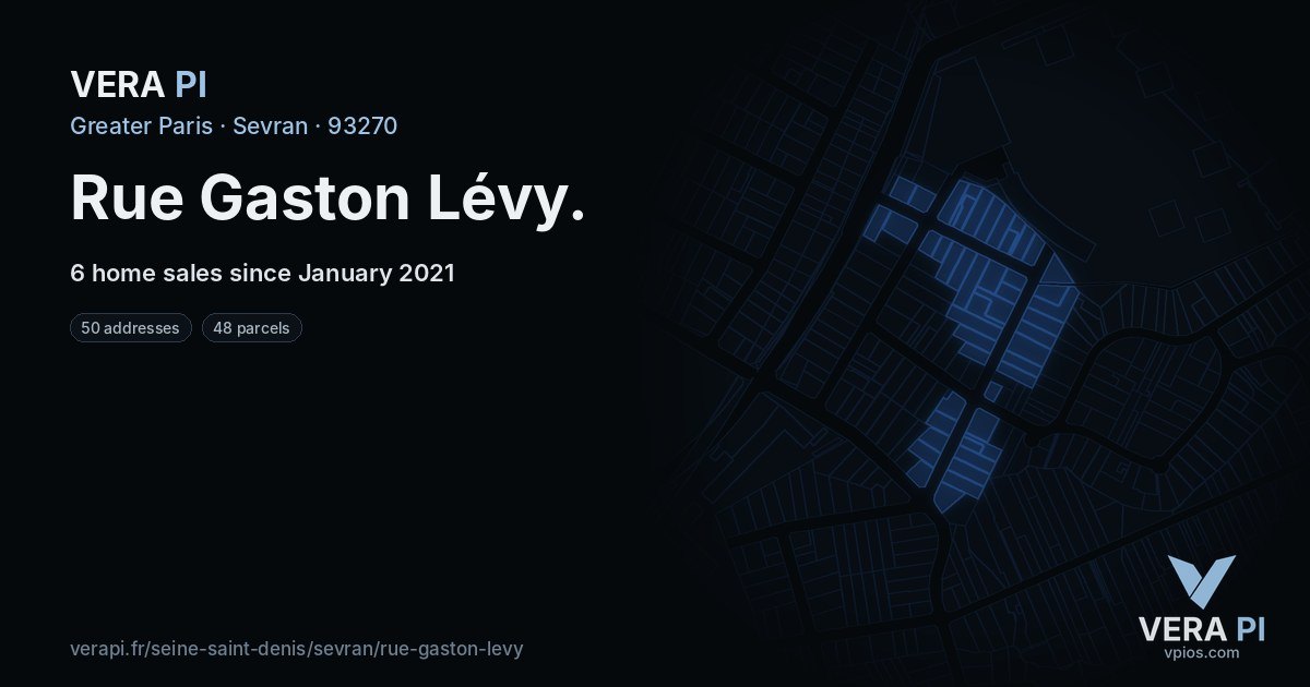 Rue Gaston Lévy, Sevran at night – every parcel coloured by the prices around it, the street's own parcels lit