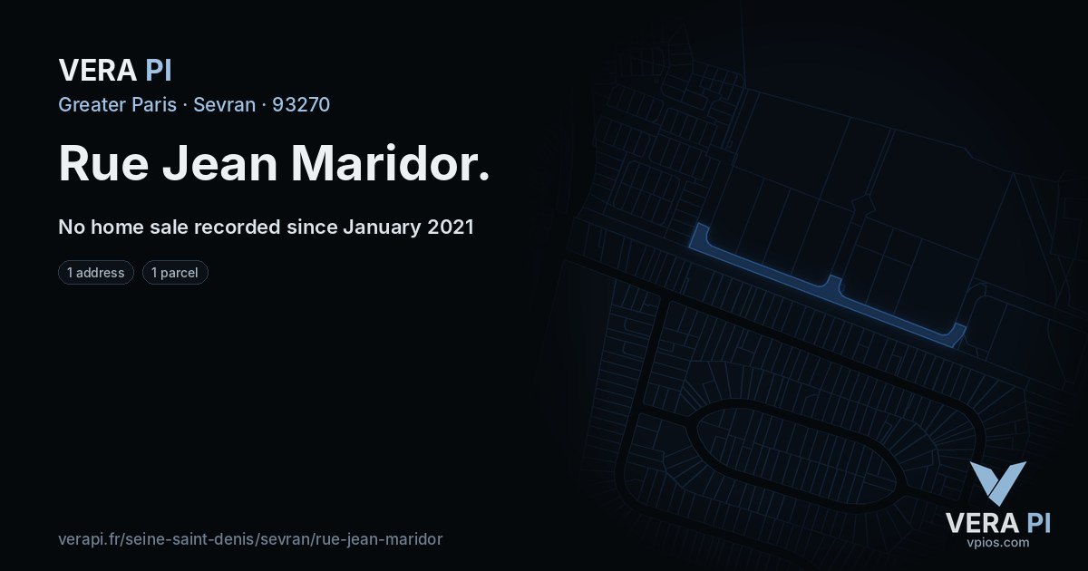 Rue Jean Maridor, Sevran at night – every parcel coloured by the prices around it, the street's own parcels lit