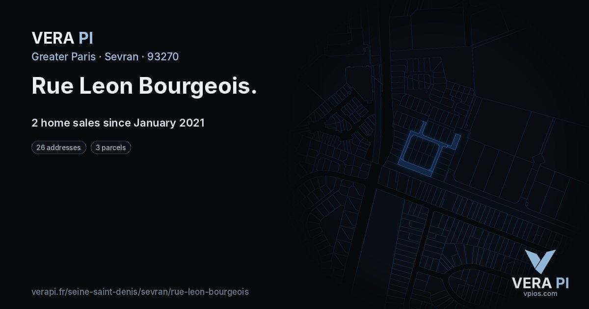 Rue Leon Bourgeois, Sevran at night – every parcel coloured by the prices around it, the street's own parcels lit