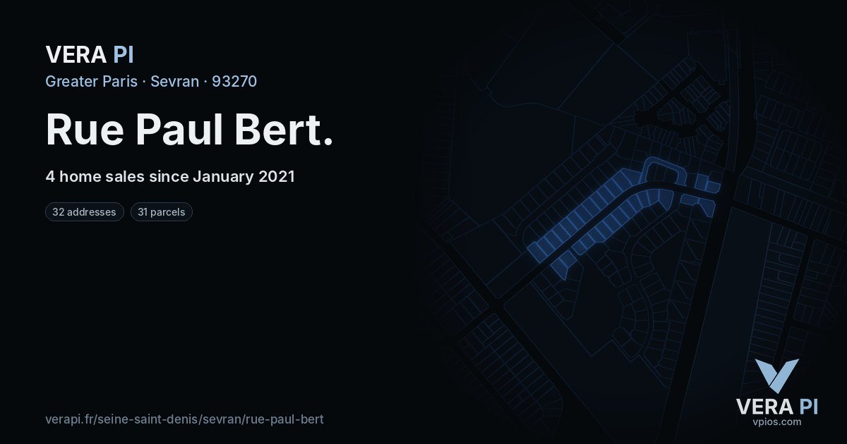Rue Paul Bert, Sevran at night – every parcel coloured by the prices around it, the street's own parcels lit