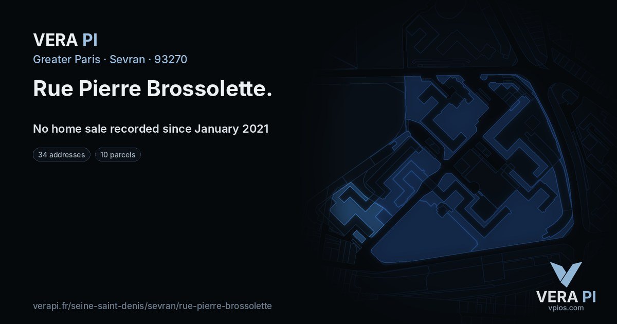 Rue Pierre Brossolette, Sevran at night – every parcel coloured by the prices around it, the street's own parcels lit
