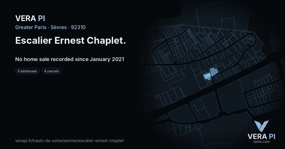 Escalier Ernest Chaplet, Sèvres at night – every parcel coloured by the prices around it, the street's own parcels lit