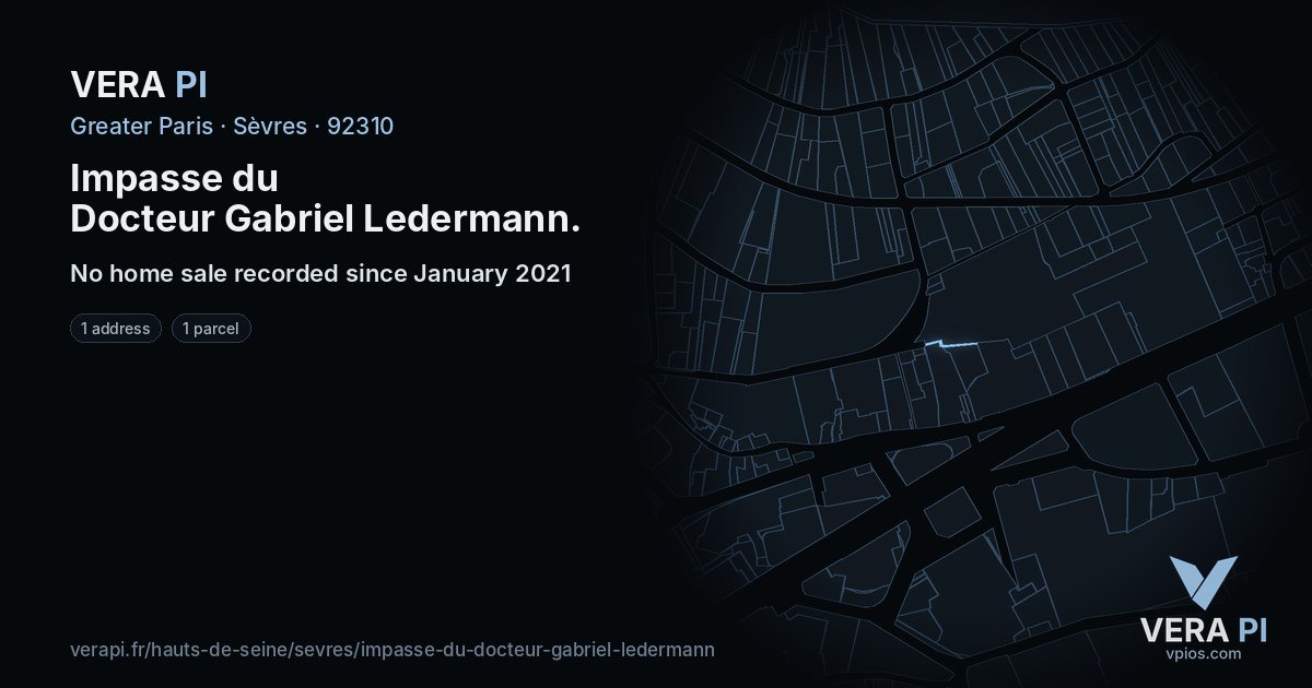 Impasse du Docteur Gabriel Ledermann, Sèvres at night – every parcel coloured by the prices around it, the street's own parcels lit