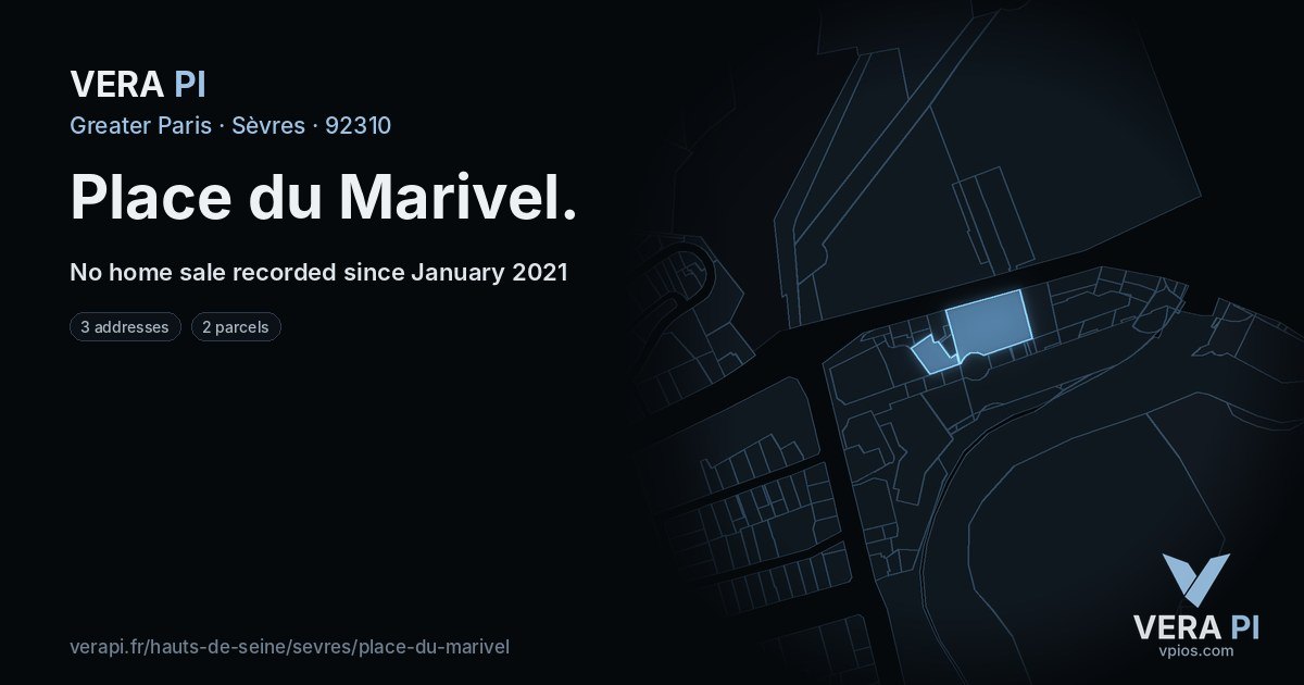Place du Marivel, Sèvres at night – every parcel coloured by the prices around it, the street's own parcels lit