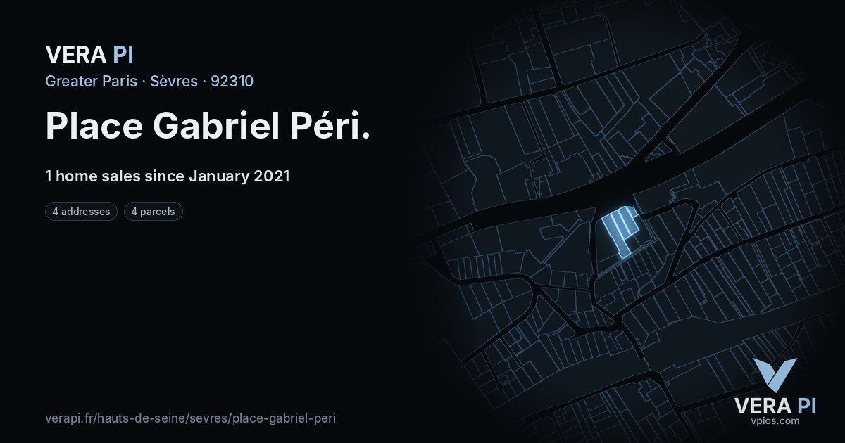 Place Gabriel Péri, Sèvres at night – every parcel coloured by the prices around it, the street's own parcels lit