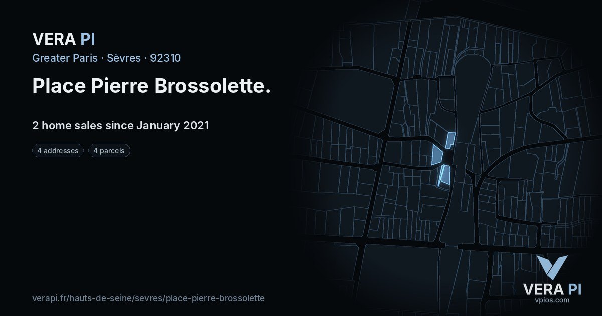 Place Pierre Brossolette, Sèvres at night – every parcel coloured by the prices around it, the street's own parcels lit
