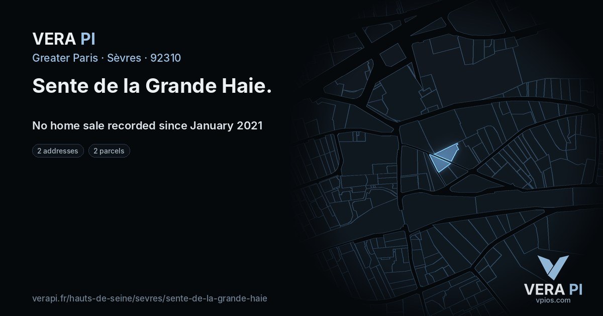 Sente de la Grande Haie, Sèvres at night – every parcel coloured by the prices around it, the street's own parcels lit