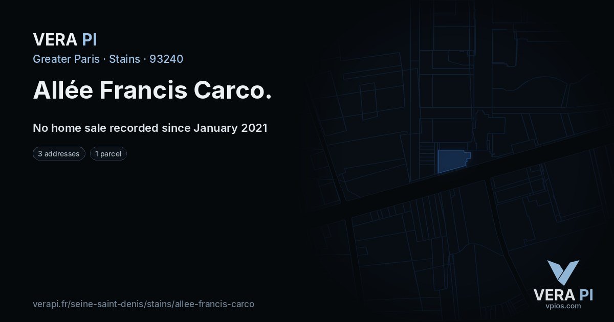 Allée Francis Carco, Stains at night – every parcel coloured by the prices around it, the street's own parcels lit