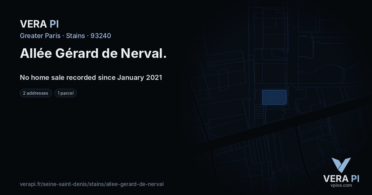 Allée Gérard de Nerval, Stains at night – every parcel coloured by the prices around it, the street's own parcels lit