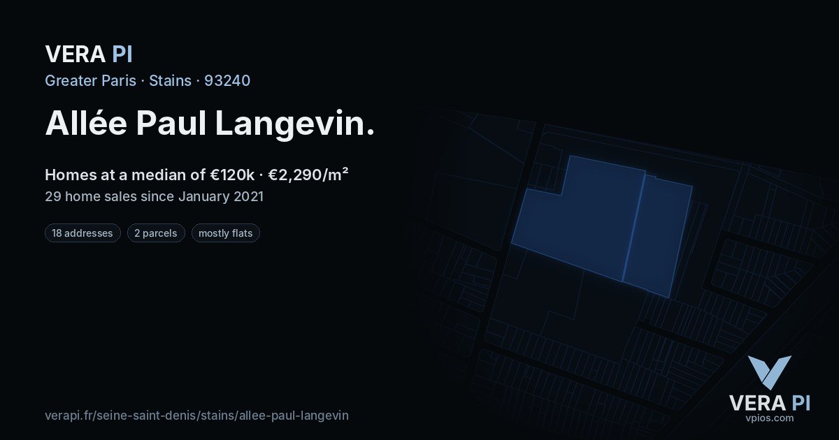 Allée Paul Langevin, Stains at night – every parcel coloured by the prices around it, the street's own parcels lit