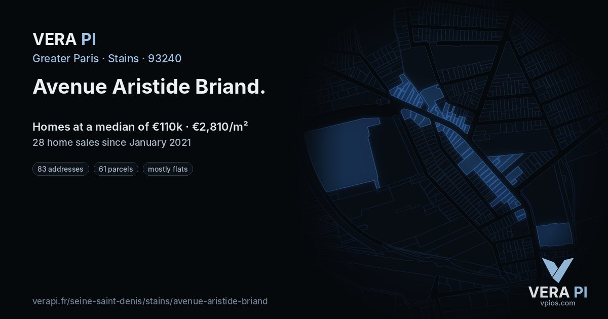 Avenue Aristide Briand, Stains at night – every parcel coloured by the prices around it, the street's own parcels lit