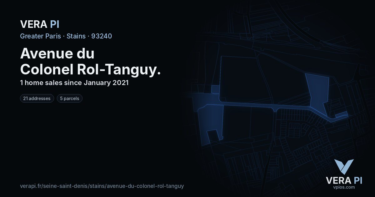 Avenue du Colonel Rol-Tanguy, Stains at night – every parcel coloured by the prices around it, the street's own parcels lit