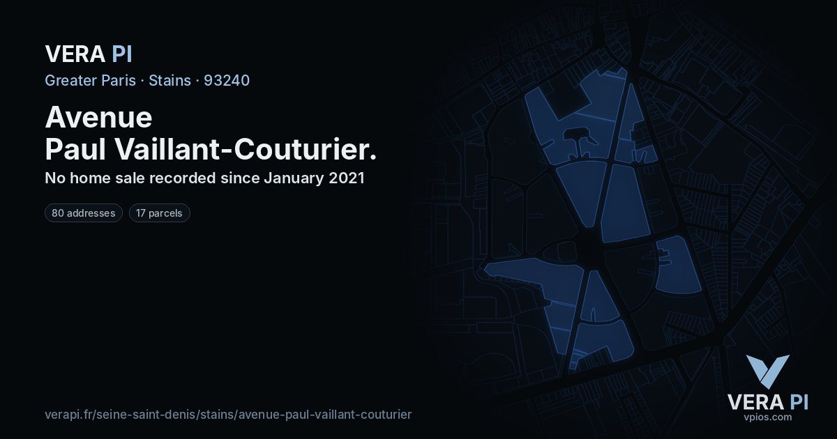 Avenue Paul Vaillant-Couturier, Stains at night – every parcel coloured by the prices around it, the street's own parcels lit